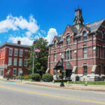 Downtown Main Street, including Town Hall and Main Street Bank.